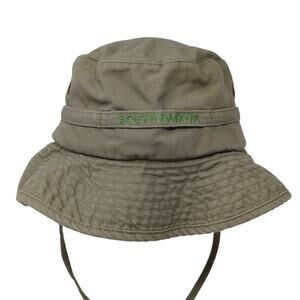 South Dakota Fitted Boonie Hat Brown One Size Embroidered Drawstring Cotton